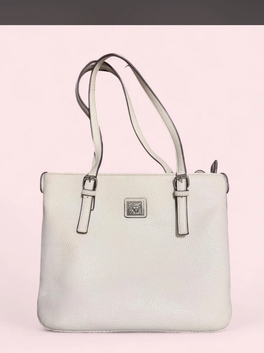 Classic Pebbled Leather Tote Bag - white